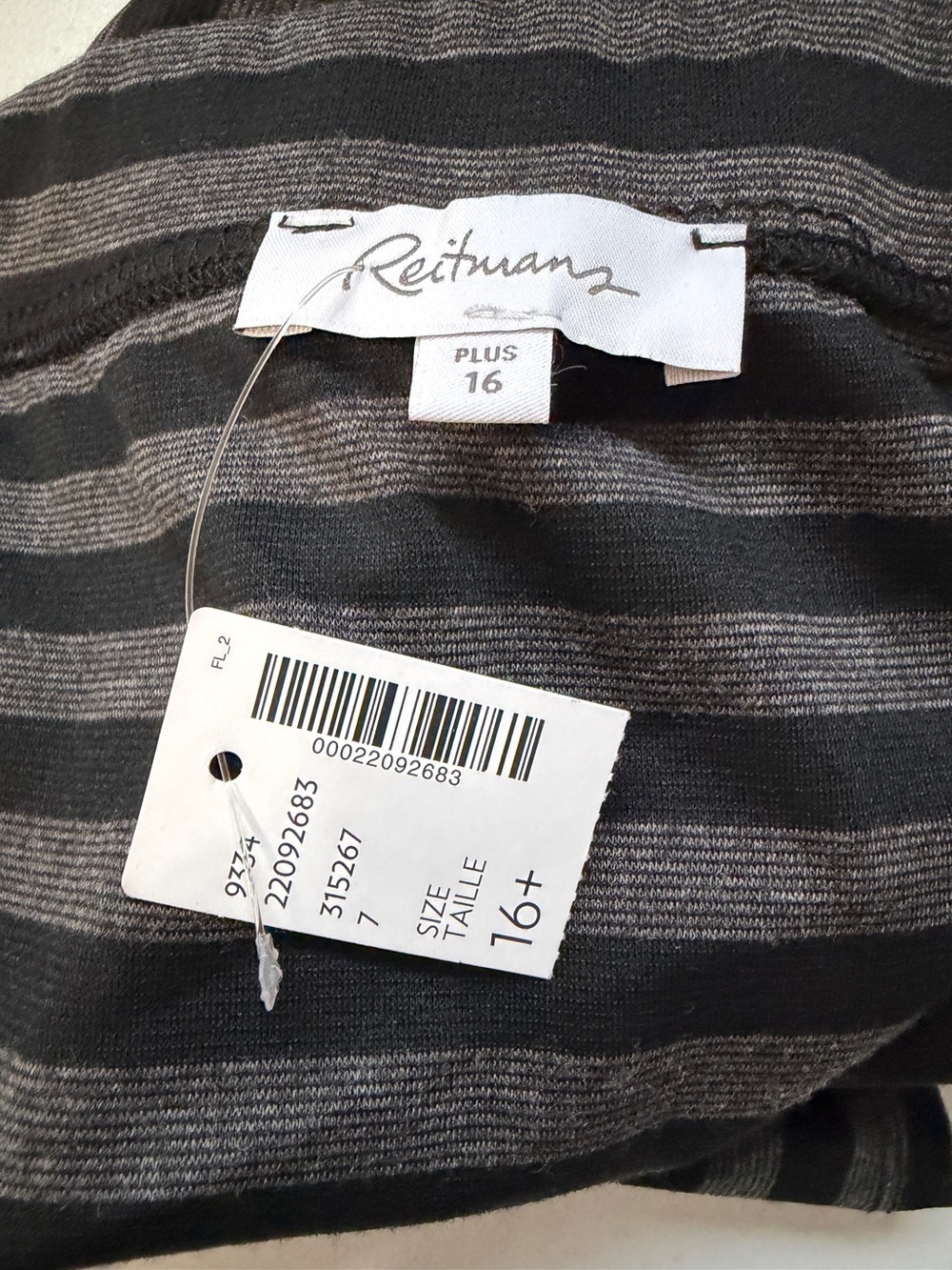 NWT Reitmans Womens Striped Pull On Pencil Skirt 16+ Grey Black Jersey Stretch - Picture 2 of 6